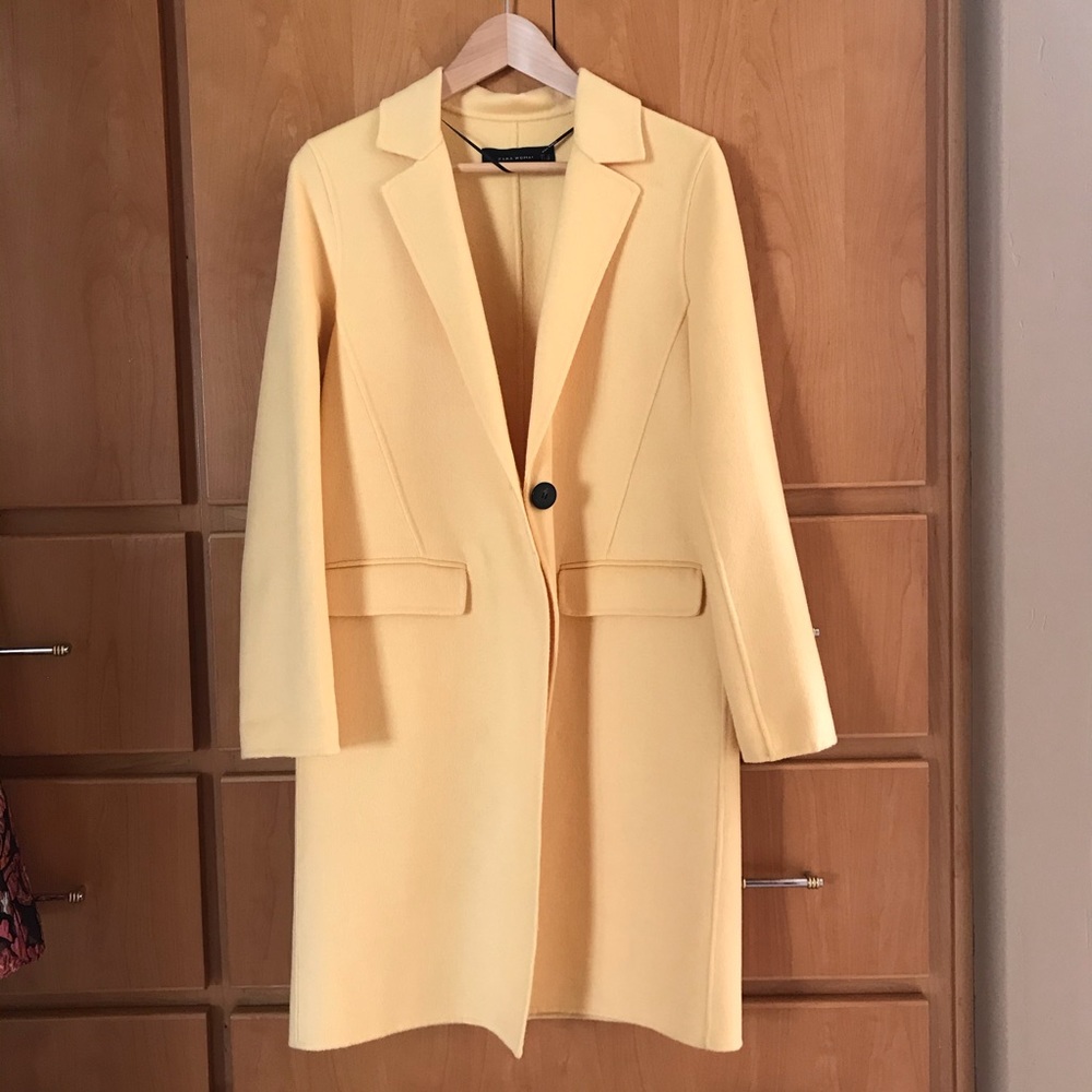 Zara yellow wool coat XS